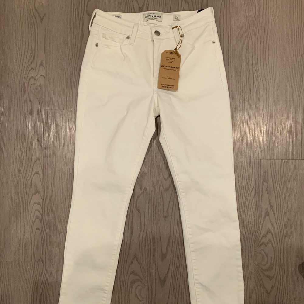 Lucky Brand white high rise skinny jeans